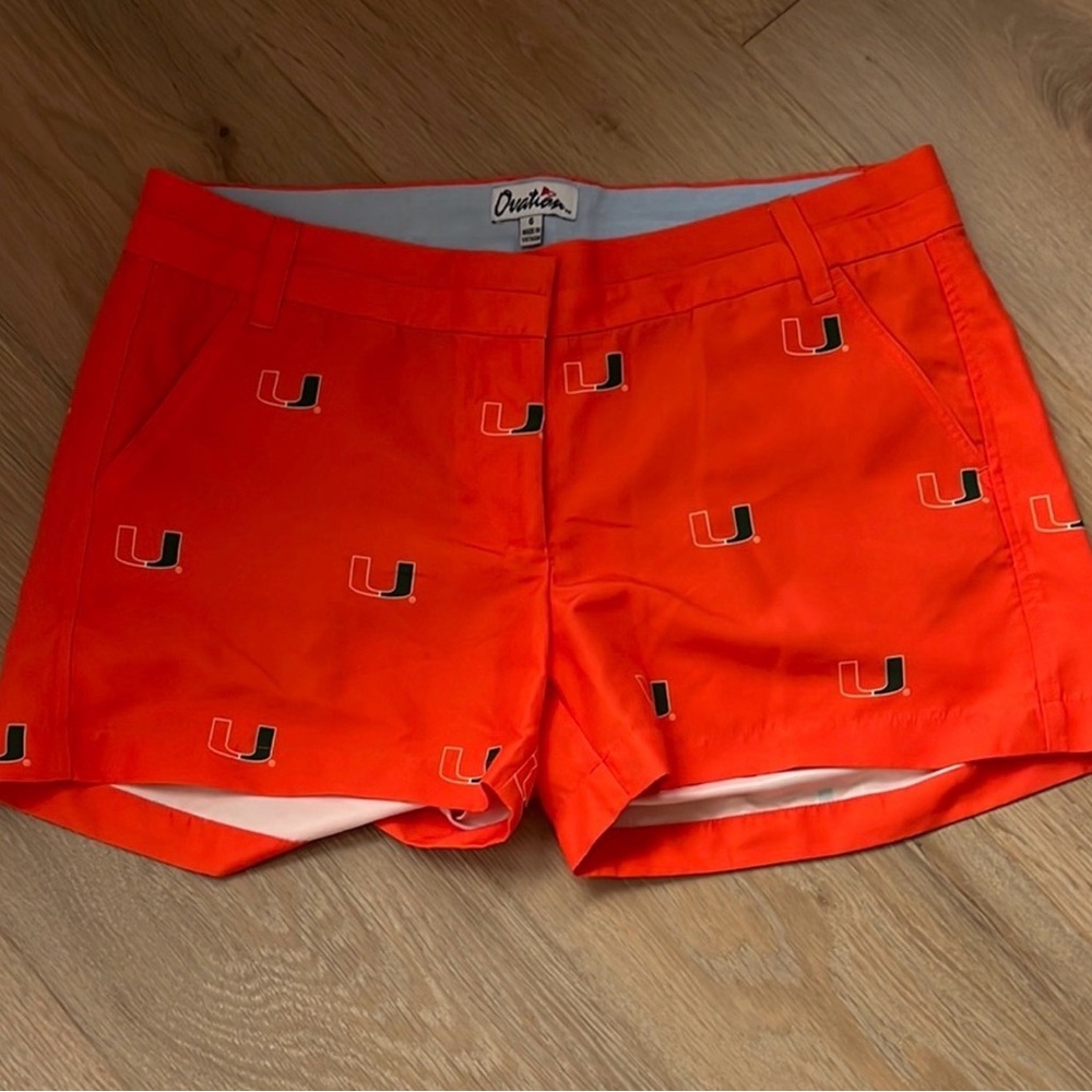 Orange UMiami logo Women's Shorts